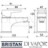 Bristan QUEST Basin Mixer without Waste Tap Dimensions